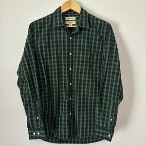 Goodthreads Green/Black Plaid Long Sleeve Button Up Shirts Men's Medium